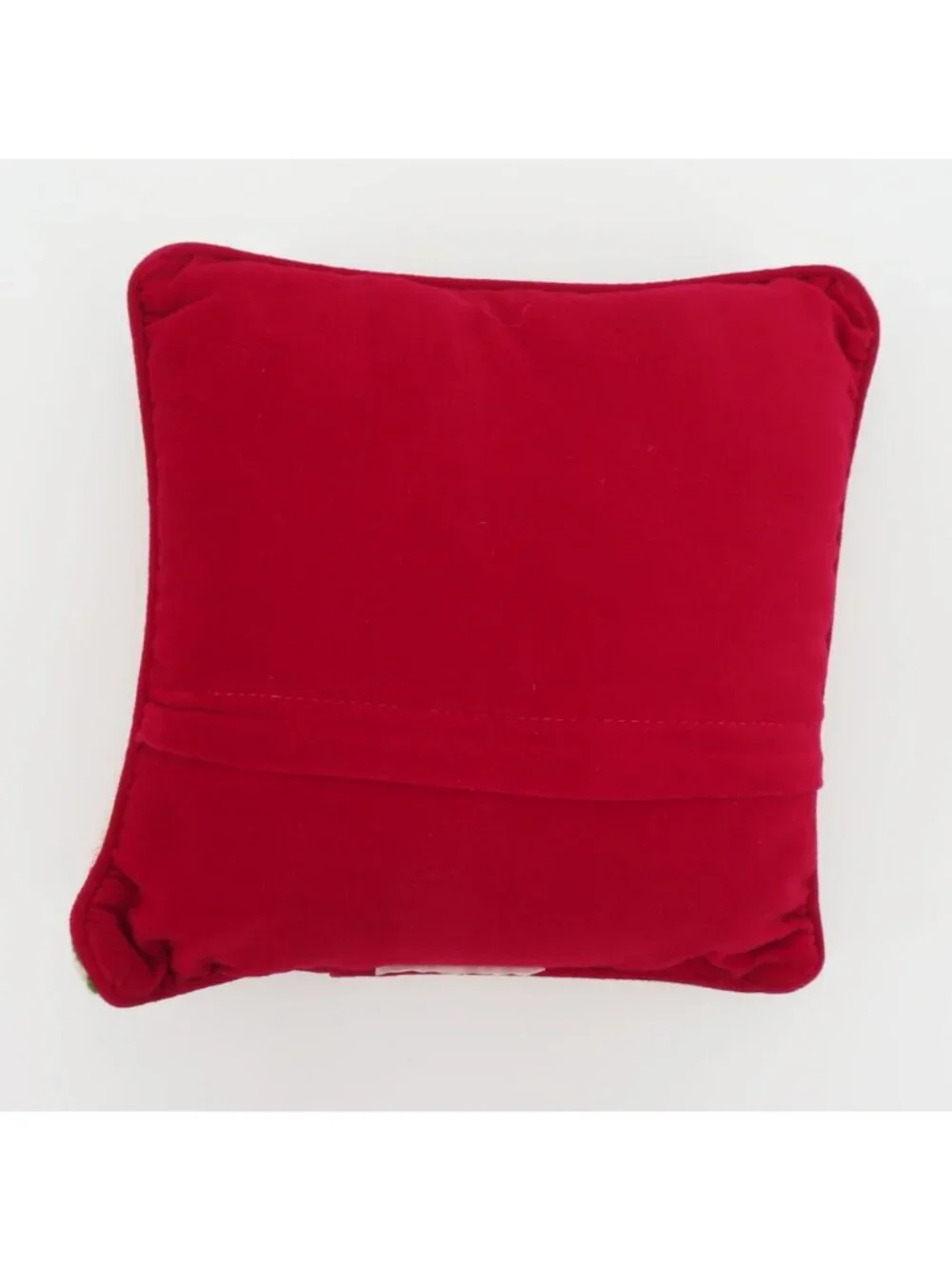 Santa Claus Children Christmas Red Velvet Needlepoint Throw Pillow Xmas Holiday